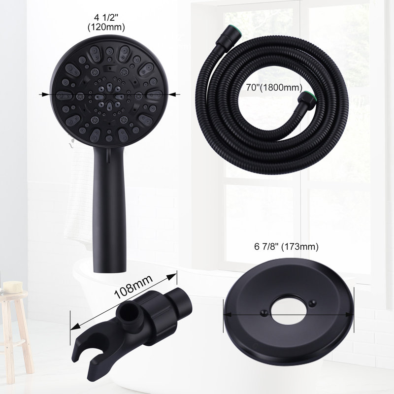 Single Handle 7-Spray Shower Faucet 1.8 GPM With Detachable Handheld Shower Head, Matte Black