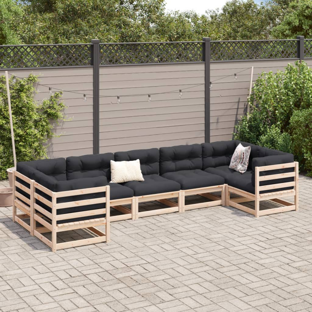 Vidaxl 7-Tlg. Garten-Lounge-Set mit Auflagen Massivholz Kiefer