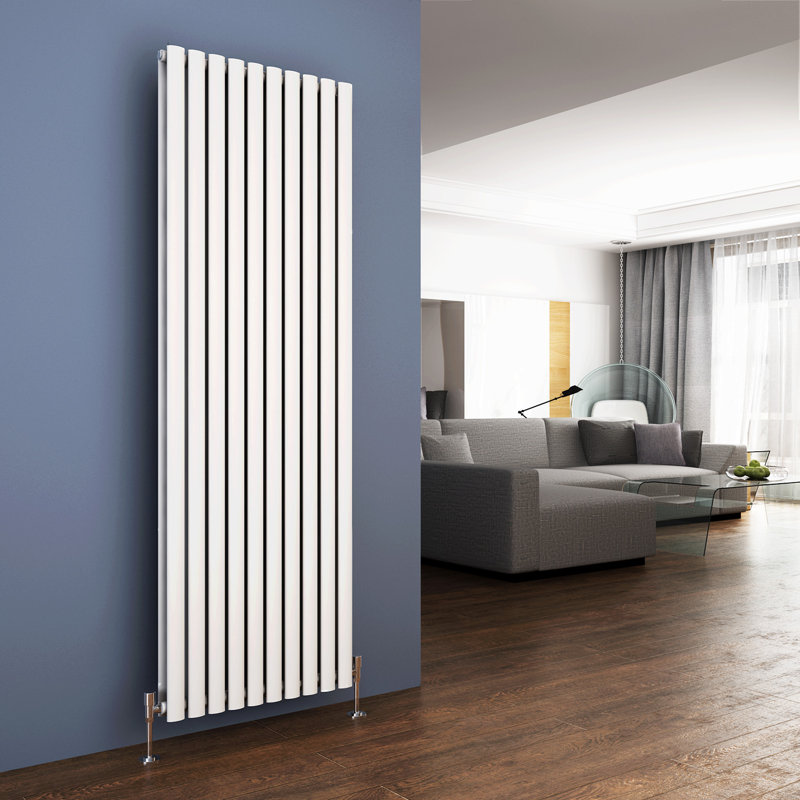 Liberty Vertical Oval Panel Radiator, White, 180cm H x 59cm W x 8.2cm D