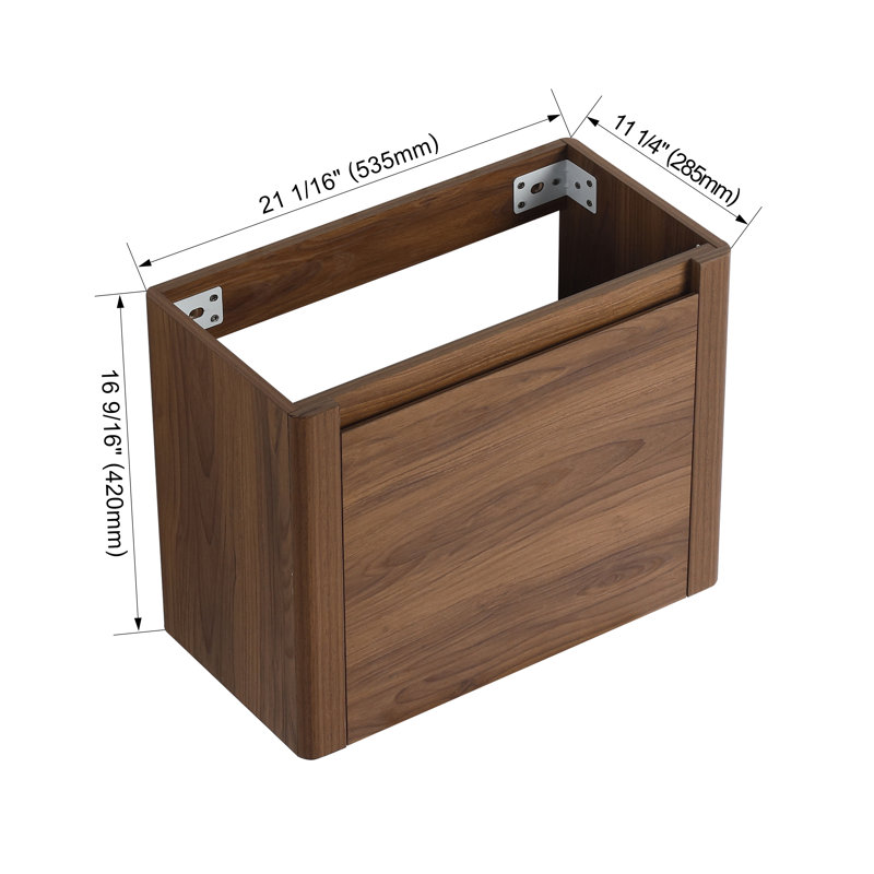 Meuble-lavabo mural avec lavabo en céramique et porte simple à fermeture en douceur, 22"