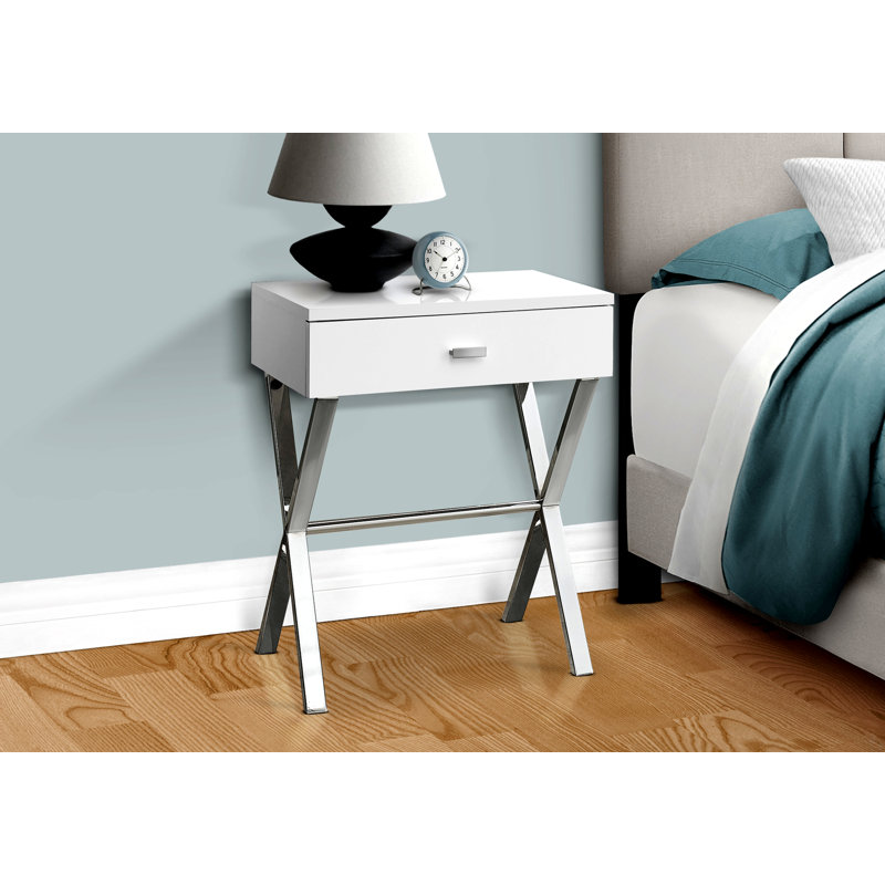 Table d'appoint, table d'appoint, table de bout, table de chevet, lampe, tiroir de rangement, Blanc