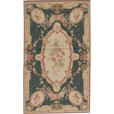 Fine Needlepoint Wool Oriental Area Rug