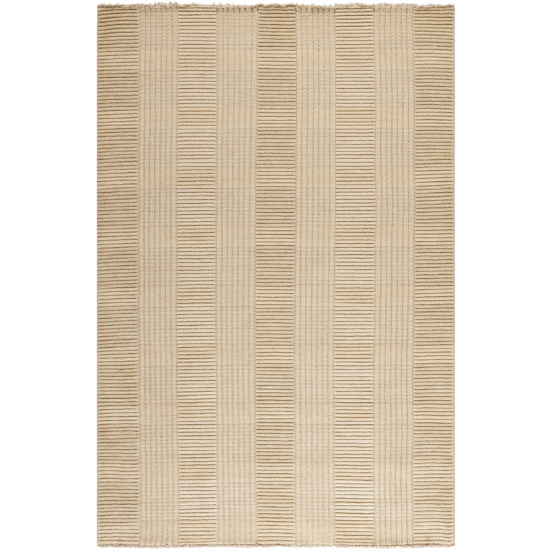 Tapis beige en laine noué à la main, Rectangle de 5 pi x 8 pi