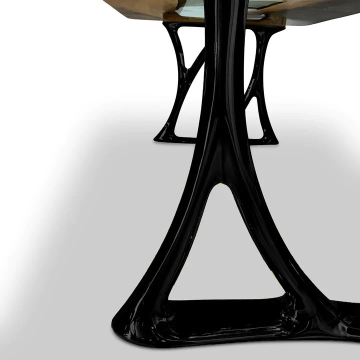 Pheraea Walnut Metal Base Dining Table, 48" W x 120" L 