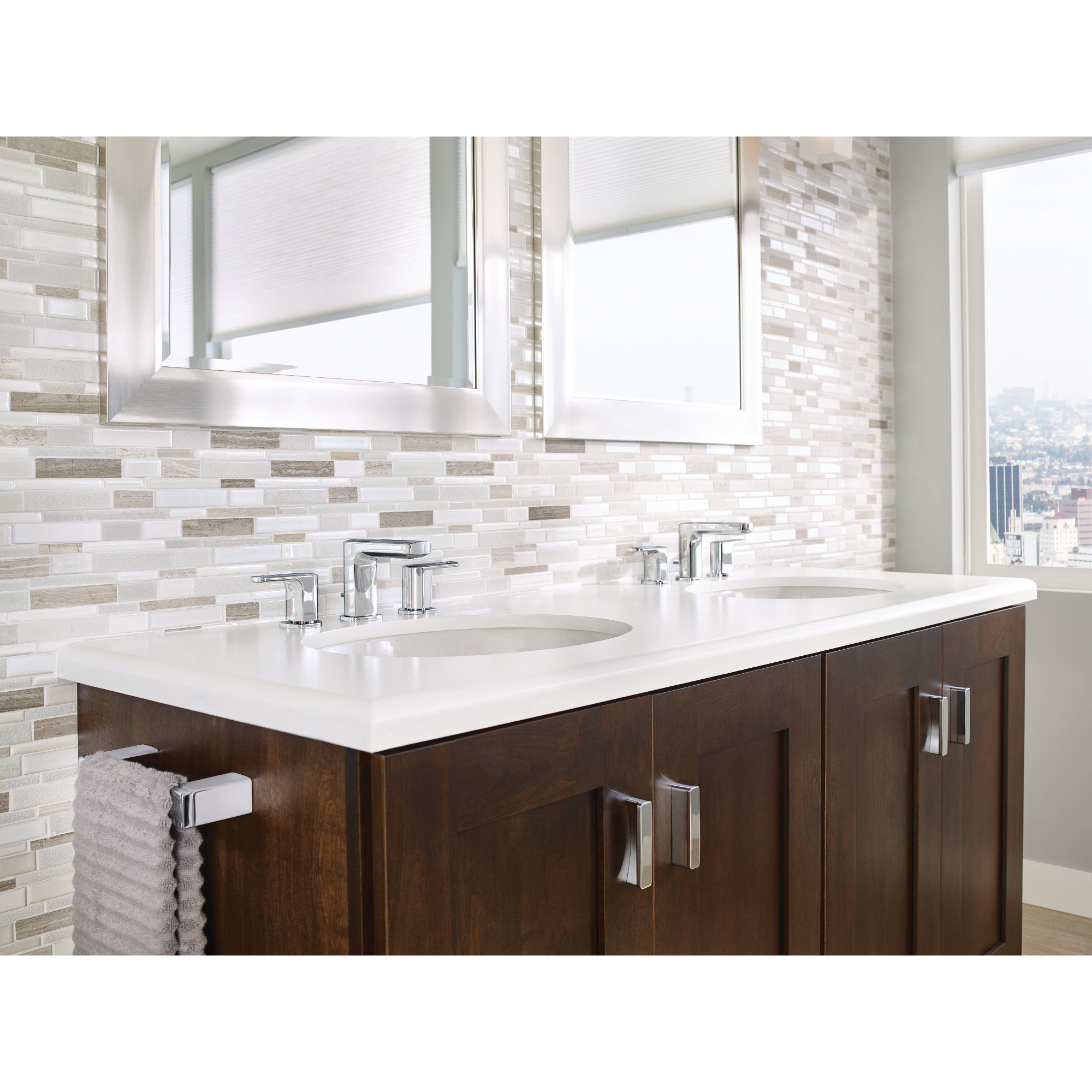 90 Degree 24" Wall Mounted Towel Bar, 8.3", Chrome