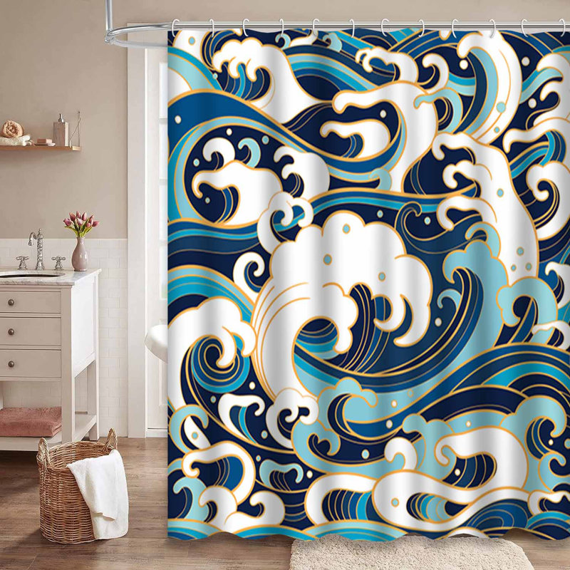 Rideau de douche imperméable avec 12 crochets, L 72 po x l 78 po