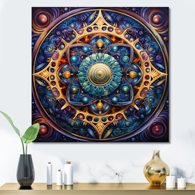 «Retro Gold Floral Mandala Magic», reproduction sur toile encadrée