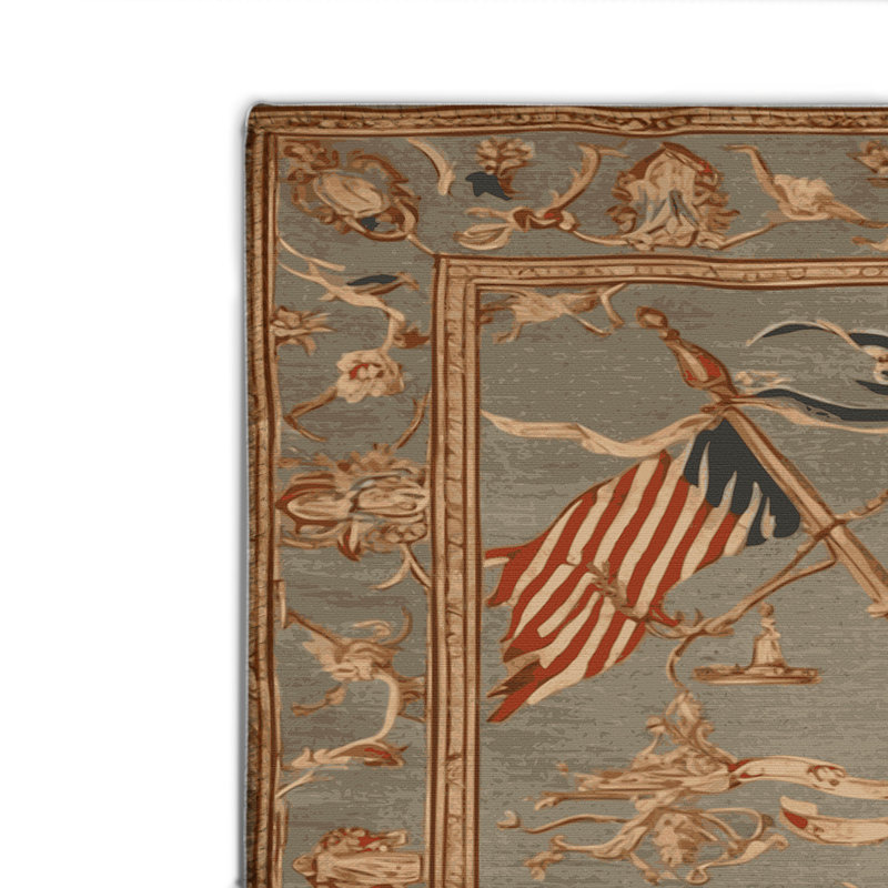 Tapis beige français d'intérieur et d'extérieur, Rectangle 4pi x 6 pi