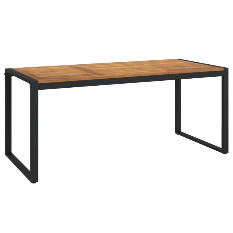 Naal Rectangular Acacia Solid Wood Metal Outdoor Dining Table - 160 cm W 80 cm D, 160 x 80 x 75 cm, Inset Frame Design, Black
