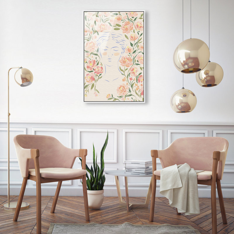 Artemis And Flowers Print by Oliver Gal, 16"H x 11"W, White Floater Frame