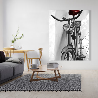 Abandoned Bicycle - Black Monochrome Canvas Home Decor