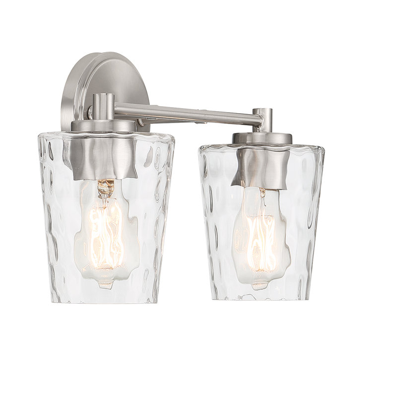 Éclairage pour meuble-lavabo à 2 lumières Argatha, H 9,75 po x l 15,5 po x P 15,5 po, Nickel satiné, 2 Lights