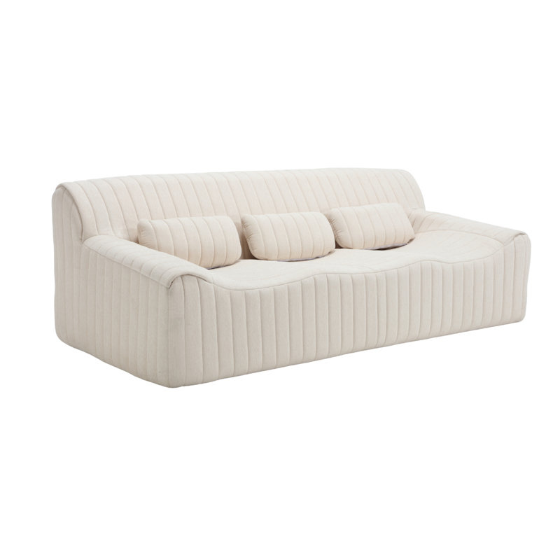 Child- and Pet-Friendly Chenille Compressed Sofa, 3-Seat Sofa With Pillows and Armrests, No Installation & Easy to Move, Deep Seat for Bedroom and Living Room