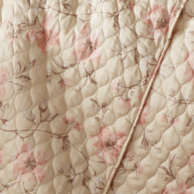 Ensemble de courtepointe 3 pièces en coton à motif floral Southshore Fine Linens Mystic Garden Soft Sand, format King/California King, avec 2 taies d'oreiller King, satin 300 fils.
