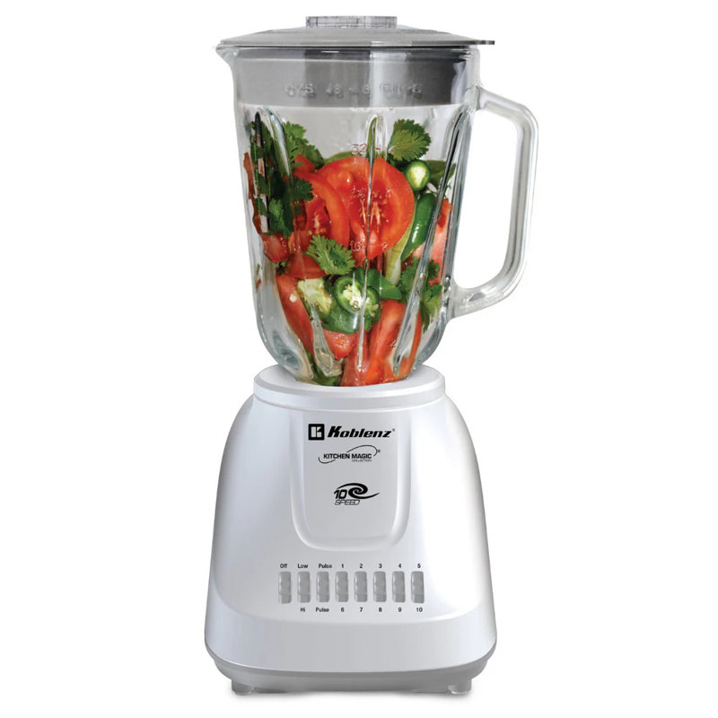 Mélangeur Gourmet avec pot en verre de 1,5 L, 4 lames en acier inoxydable, 10 vitesses + 2 pulsations et moteur de 500 watts