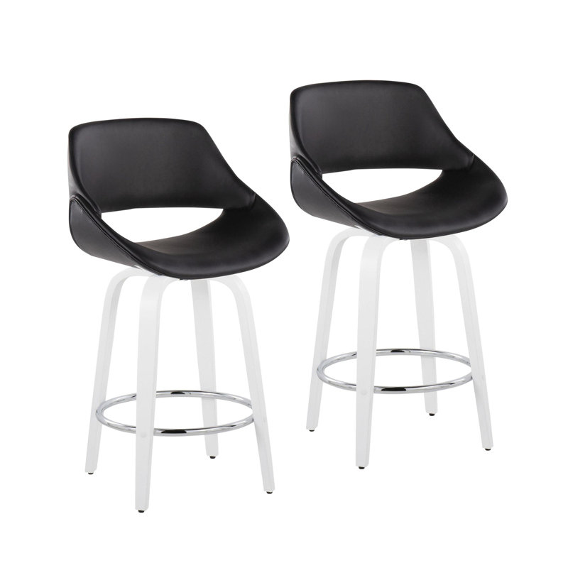 Ensemble de 2 tabourets de comptoir à hauteur fixe Fabrico, Noir, Blanc/chrome, Très grand (siège d'une hauteur de 38 po)