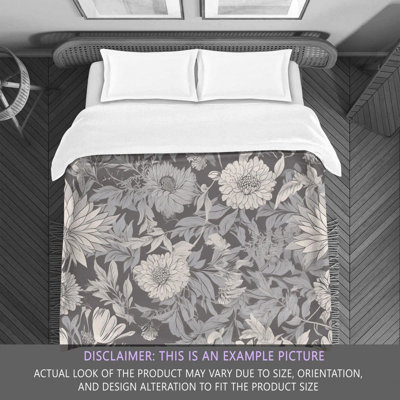 Botanical Gray/Silver Microfiber Comforter