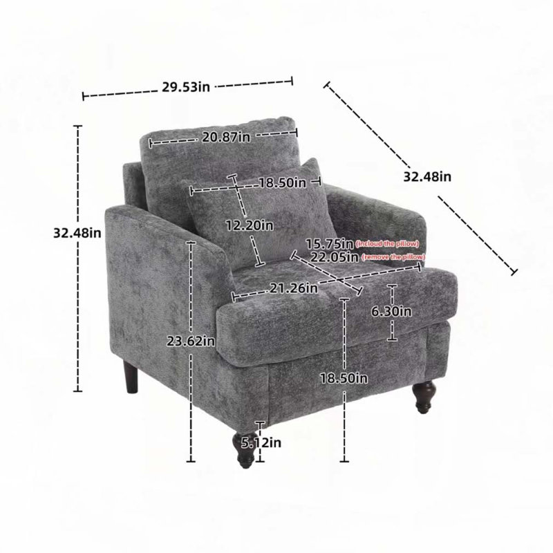 Fauteuil Chenille, Gris