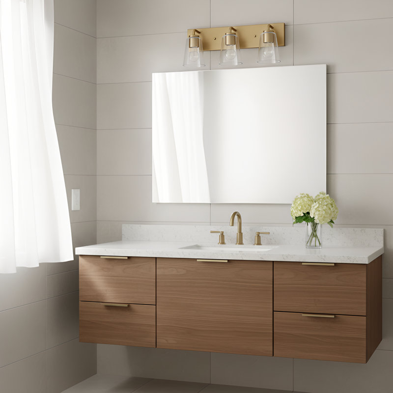 Miles Large Vanity from Generation Lighting , Clear, Satin Brass