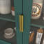 Bibliothèque de rangement haute 4 portes, porte vitrée, tablettes réglables - vert