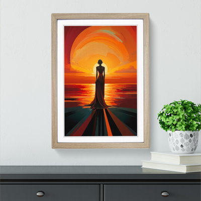 Sunset Art Deco No.3 - Single Picture Frame Print on Wood