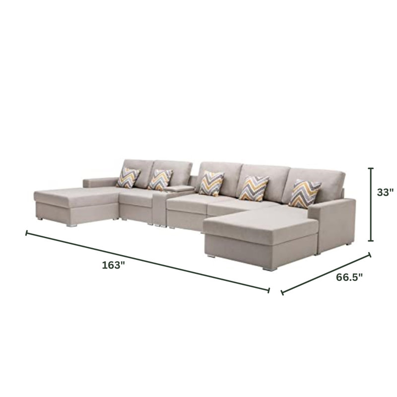 Canapé modulaire à méridienne double 6 pièces avec pieds interchangeables Latitude Run®
