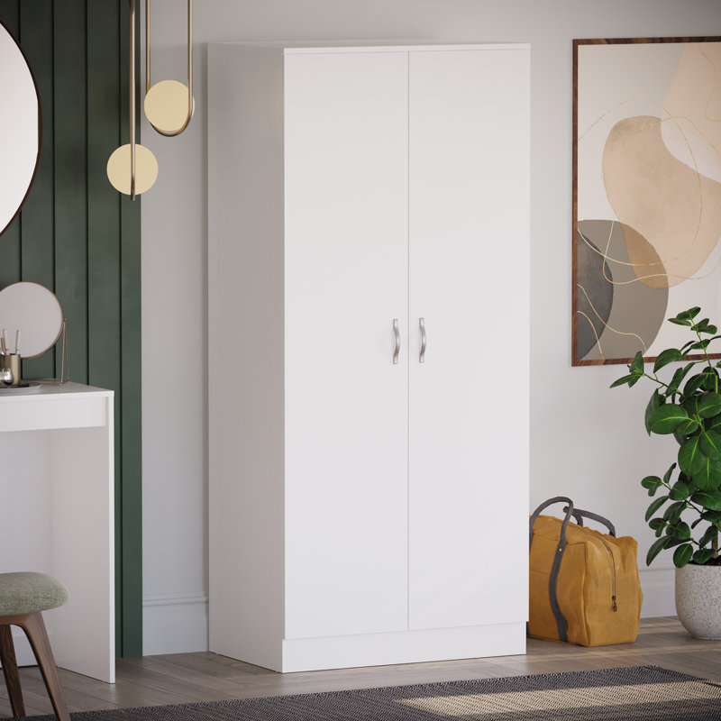 Maybery 2 Door Manufactured Wood Wardrobe, White