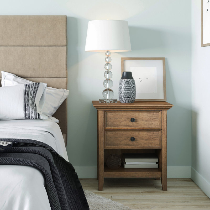 Amherst - Bedside Table - Rustic Natural Aged Brown, Dark Brown