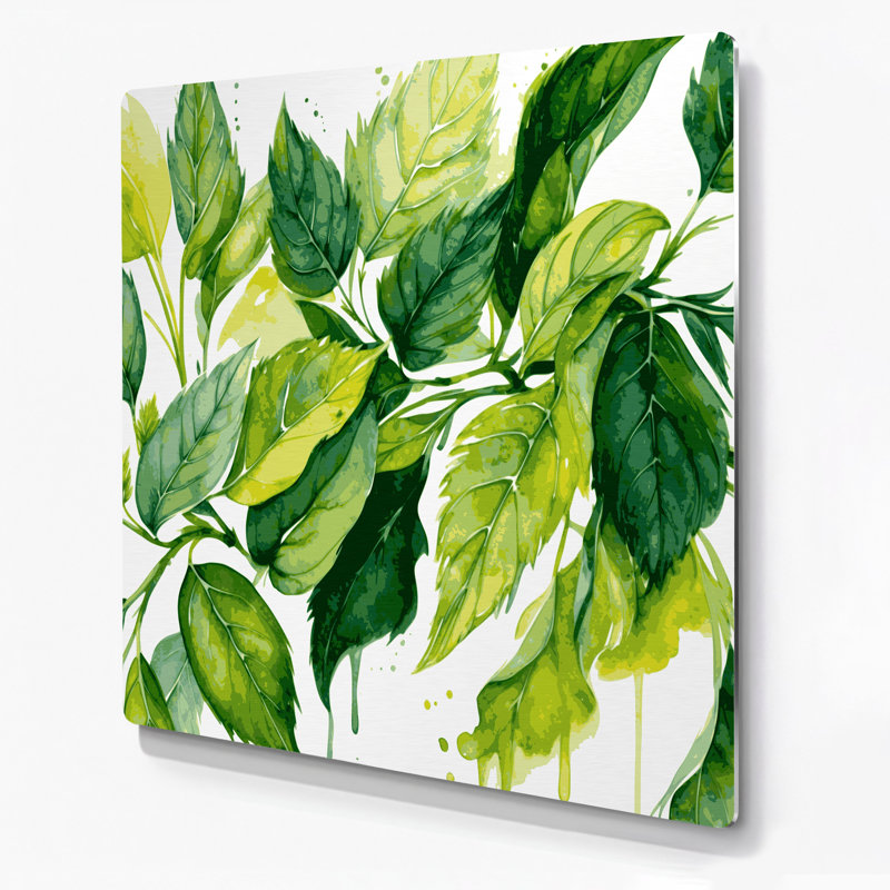 Art mural en métal Baume botanique vert, H 12 po x l 12 po