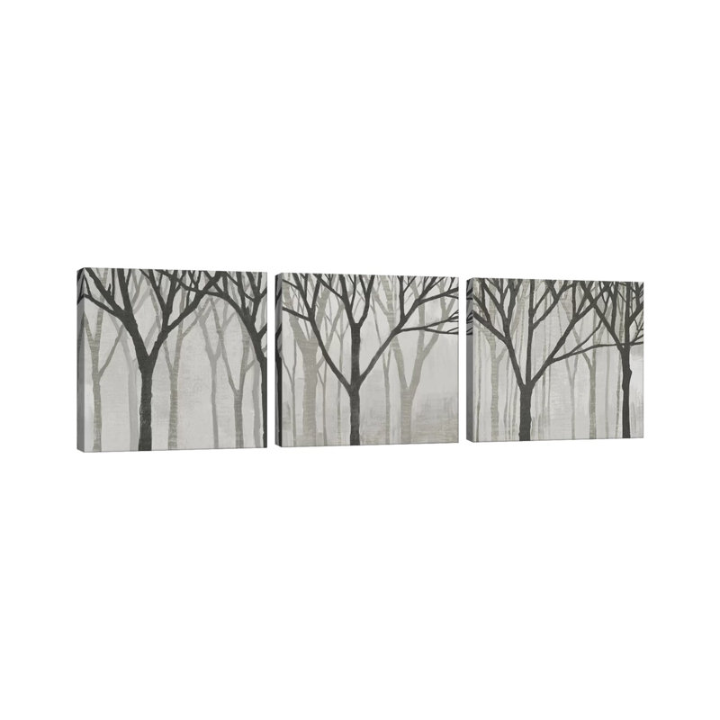 «Spring Trees Greystone Triptych», ensemble d'art mural sur toile tendue (ensemble de 3)
