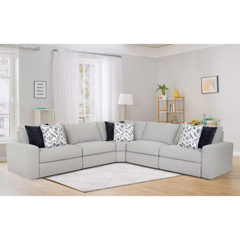 Dehn 5-Piece Power Reclining Sectional, Gray Polyester