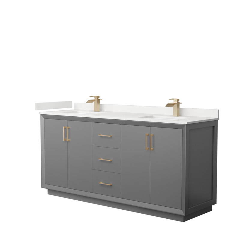 Strada 72'' W Double Vanity, Dark Gray, Giotto Quartz, Matte Black