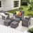 Ensemble de conversation modulaire 6 pièces avec coussins et table basse-1820318096