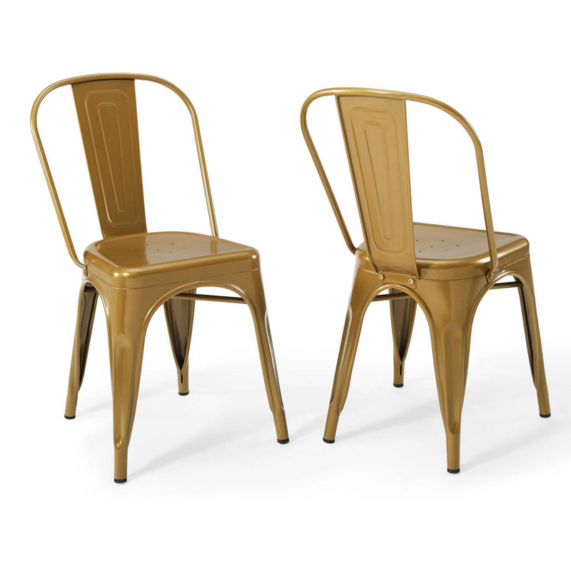 Gold Metal Bistro Dining Side Chair Set of 2