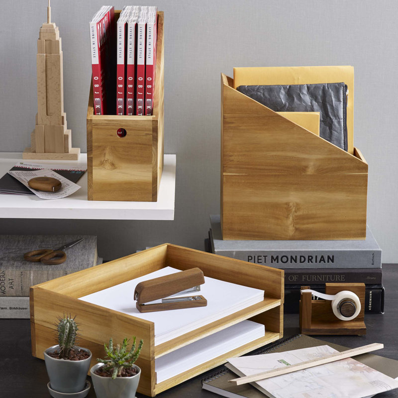 Loredana Solid Wood Stackable Paper Organizer