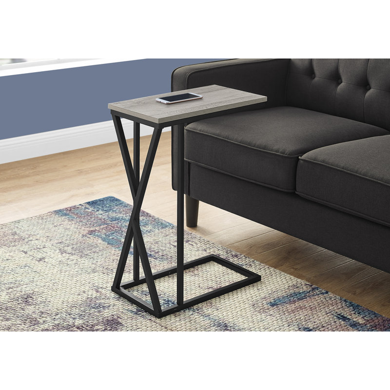 Accent Table, C-shaped, End, Side, Snack, Living Room, Bedroom, Metal, Laminate, Gray