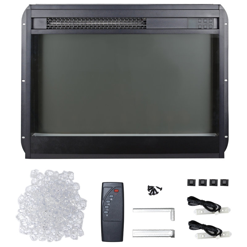 Insertion de foyer électrique ultra mince 23 pouces - 5000 / H de chaleur, flamme réaliste, télécommande, télécommande protégée contre la surchauffe 1400W, minuterie,