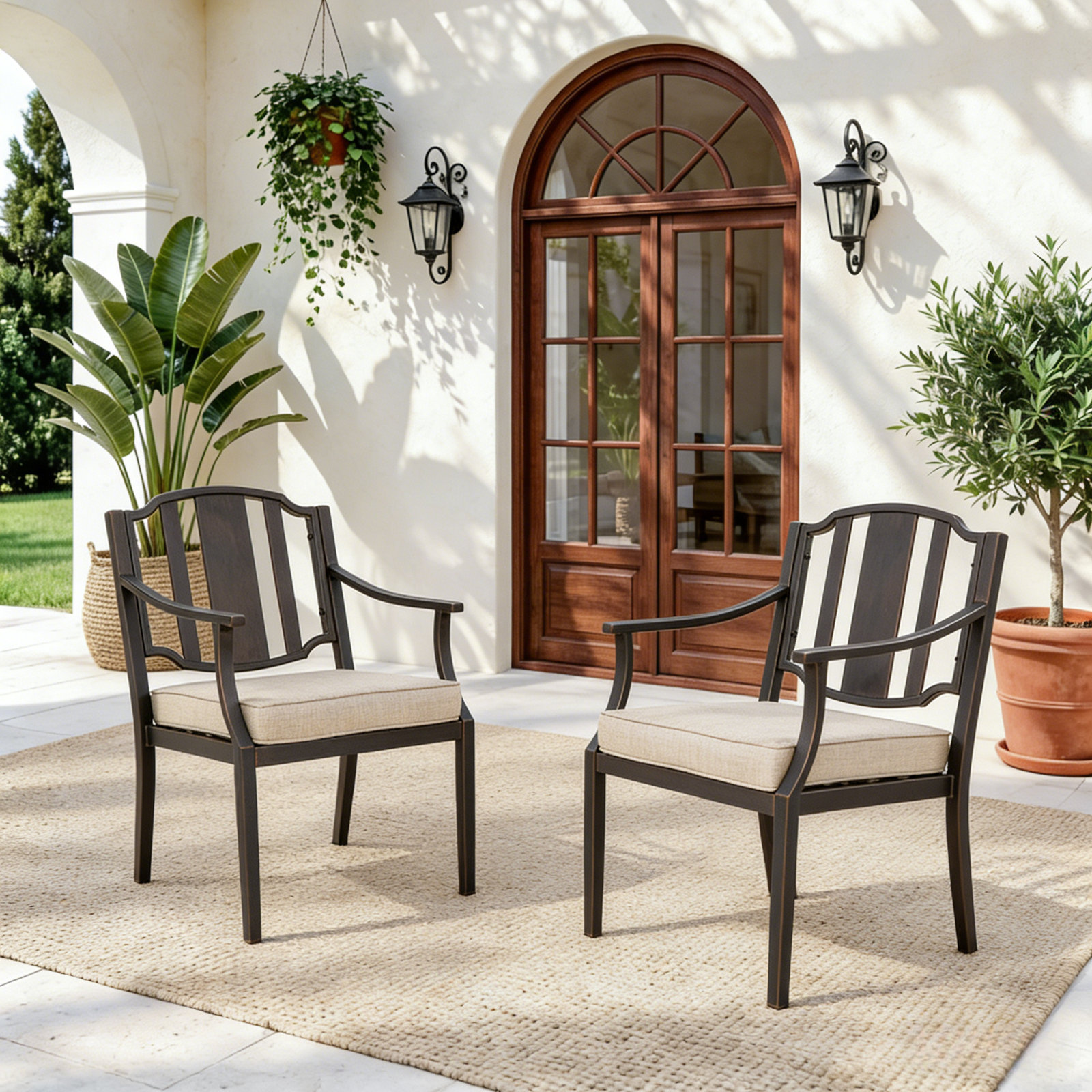 Patio Aluminum Dining Chairs With Sunbrella® Cushions