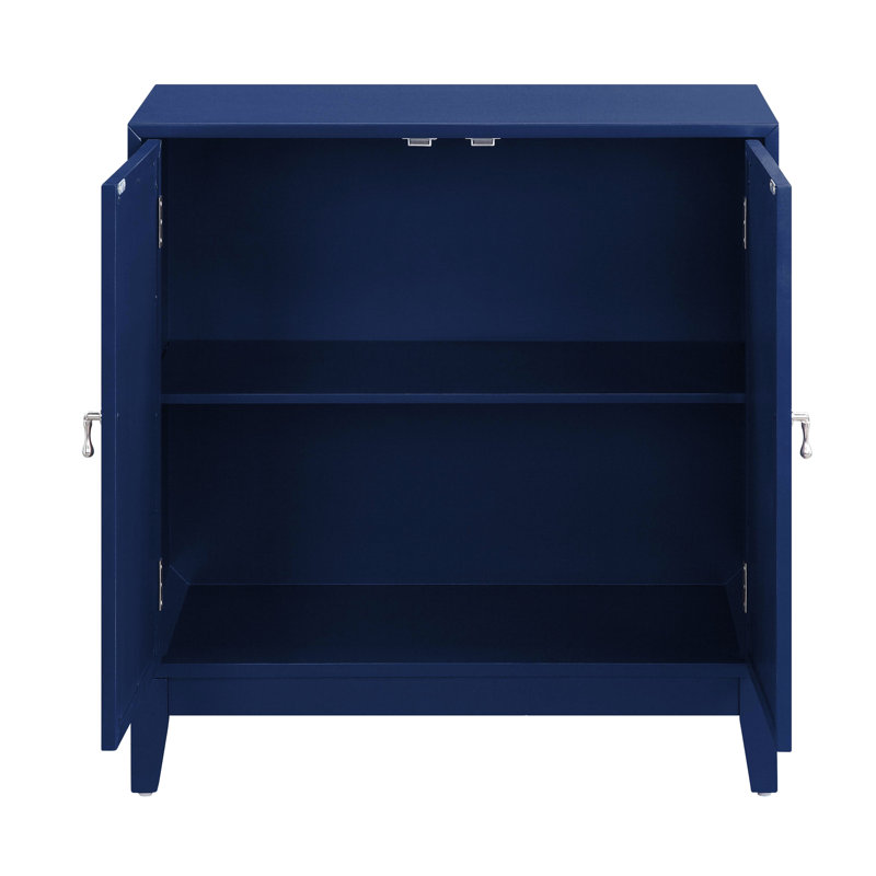 Console bleue avec rangement tactile à 2 portes, bois composite, épaisseur de plateau de table de 18 mm, porte de rangement rectangulaire magnétique, cadre en bois, plateau de table épais, table,