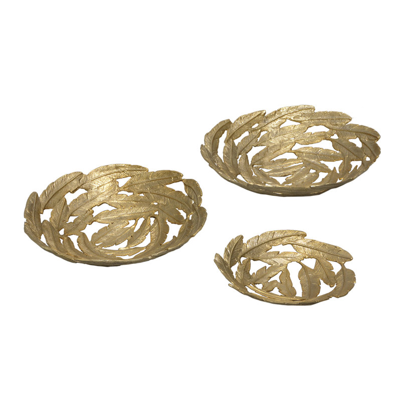 Ensemble de 3 plateaux à plumes