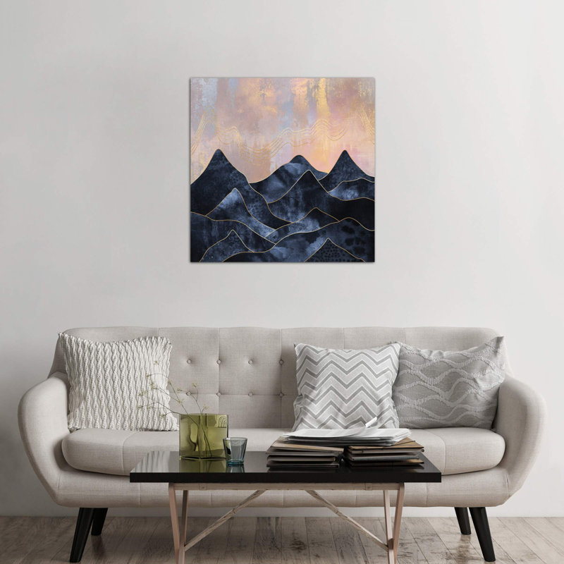 Mountainscape - Print on Canvas, Brown Framed, 93.98 cm H x 93.98 cm W