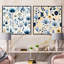 Ensemble de 2 collages carrés botaniques à motif floral minimaliste bleu minimaliste-101856854-101856860