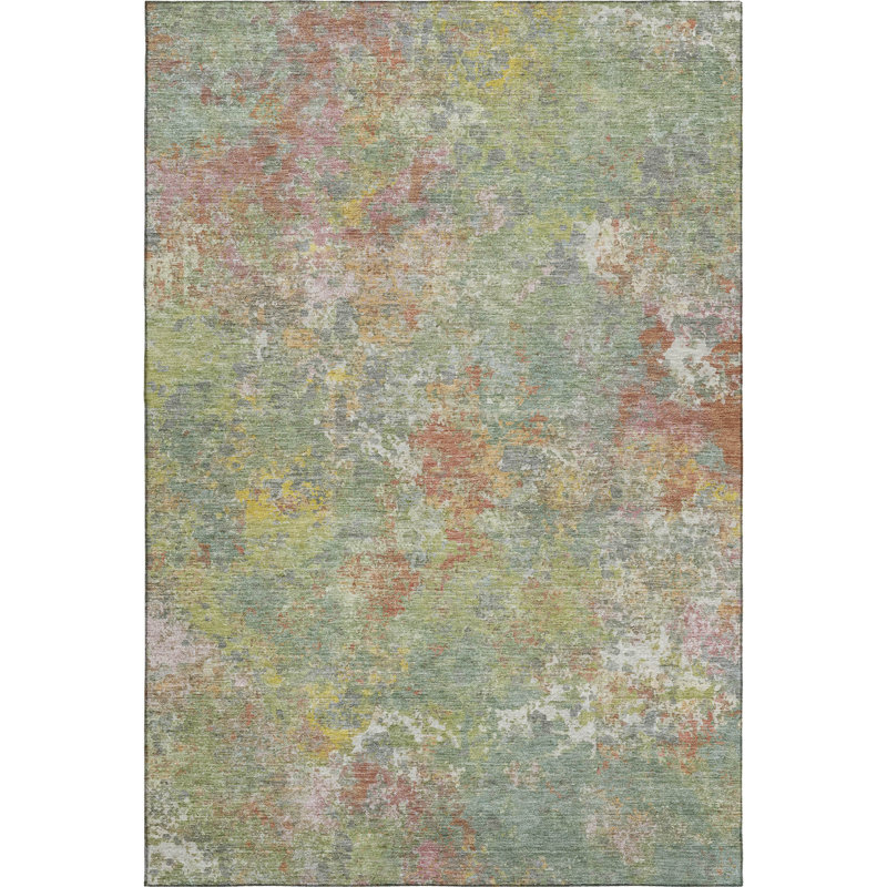 Premium Machine Washable Mayfield abstract Rug, 3' x 5', Green