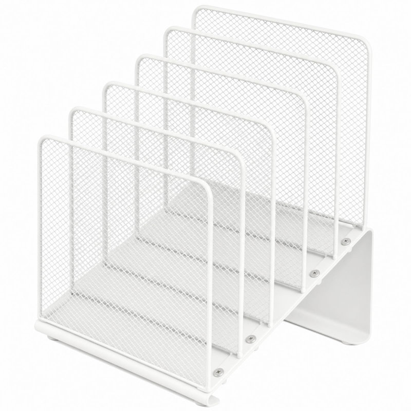 Organisateur de dossiers pour bureau, organisateur de dossiers avec support vertical à 5 ​​sections (blanc)