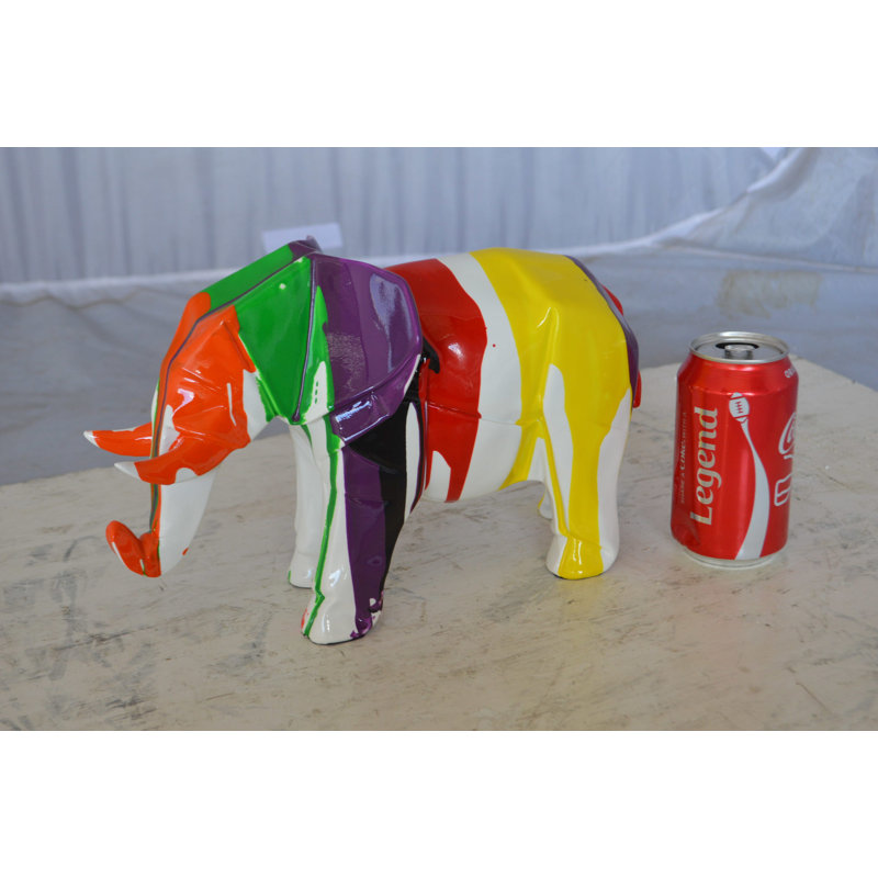 Statue Amlethus en résine d'éléphant multicolore - Taille: L 12 po x l 6 po x H 8 po.