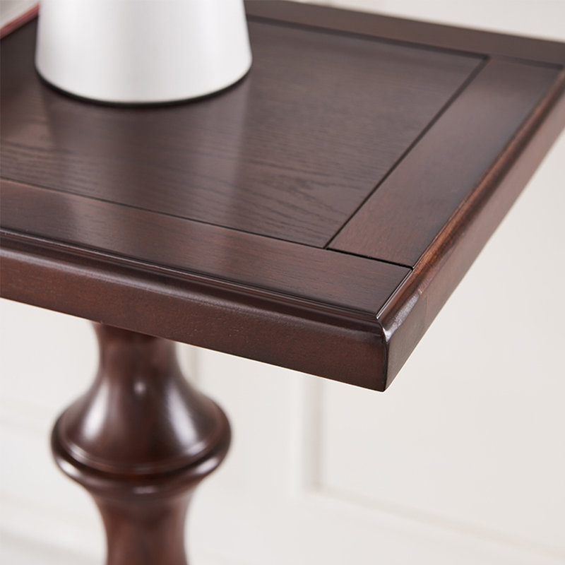 Console à colonne romaine de style américain., H 34,65 po x l 55,12 po x P 13,78 po, Marron foncé