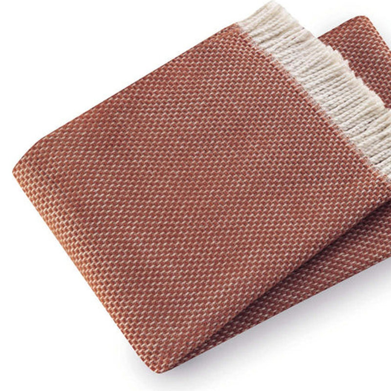 Slanted Stripe Fringed Throw Blanket, Terracotta Links