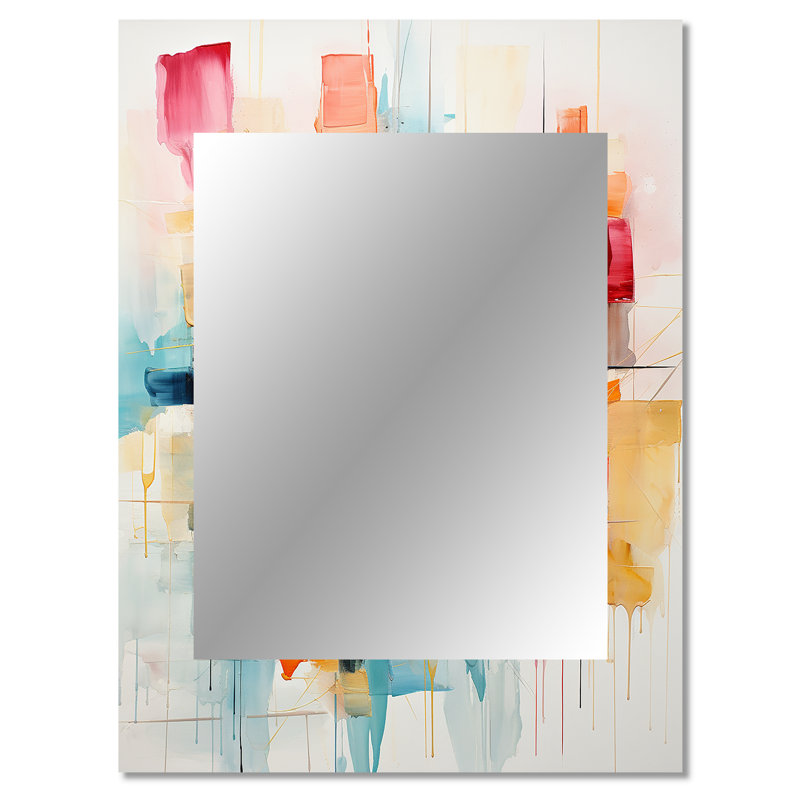 Collage Rhythms I - Abstract Collages Unique Wall Mirror Decor, Modern Large Mirror, Printed Metal Art, 40" x 30"