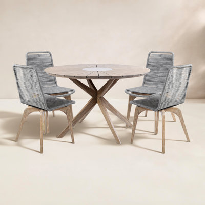 Ashok 48" Eucalyptus Patio Dining Set