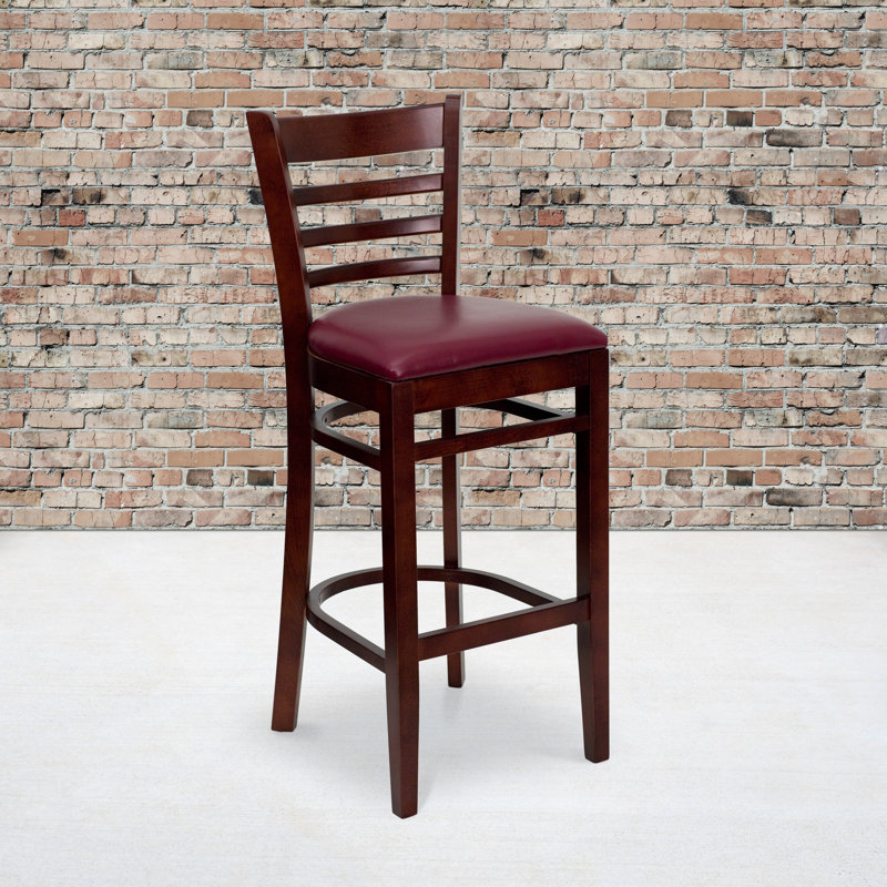 Tabouret de bar en bois Ladder Back, Acajou, Rouge